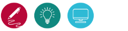Icons: Kreatives Schreiben, Schreiben in Schule und Studium, Schreiben im Job